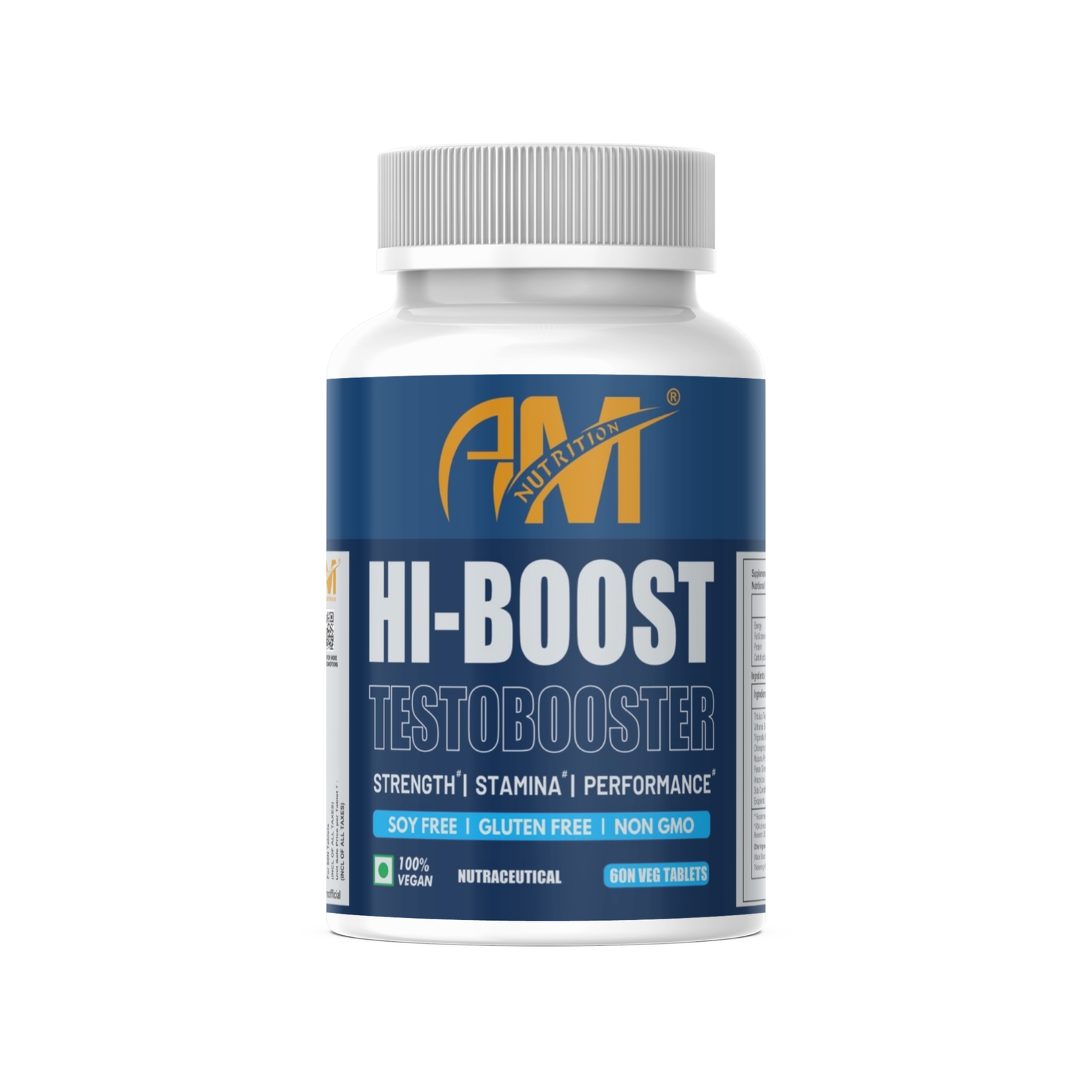 AM Nutrition HI-BOOST Testobooster | Natural Testosterone Booster for Men | Strength, Stamina & Performance | 60 Vegan Tablets | Non-GMO, Gluten-Free, Soy-Free