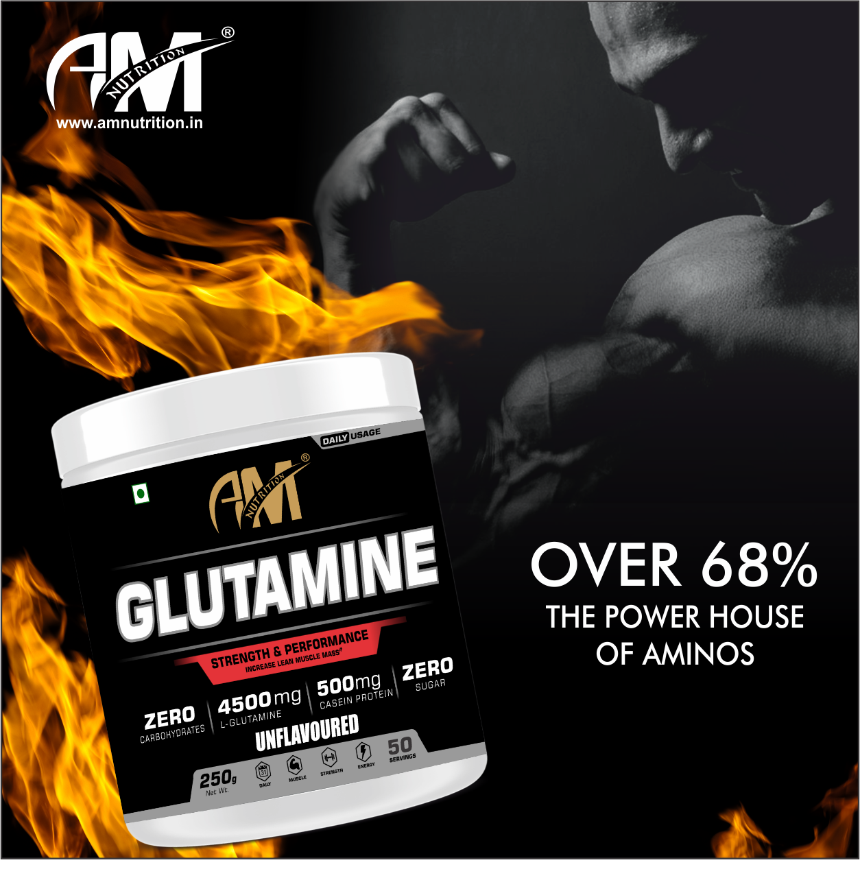 L- Glutamine 4500mg with 500mg of Casein Protein-Hydrolysate (50 Servings) - Image 4