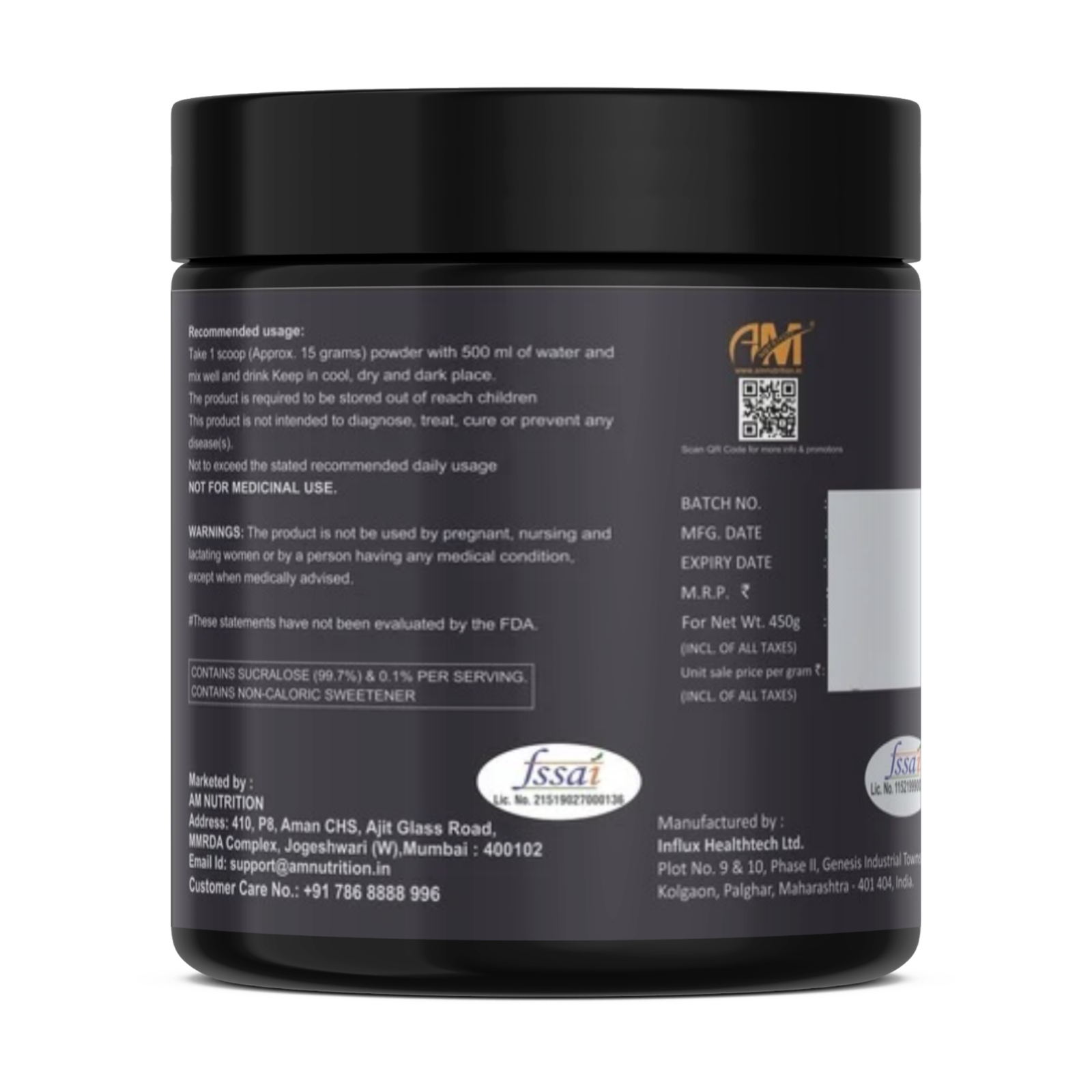 BCAA Powder | 7g BCAA 2:1:1 Ratio | 2g L-Glutamine | 1g L-Citrulline | For Muscle Recovery & Endurance, Intra workout | Zero Sugar | 30 Servings, 450g - Image 2