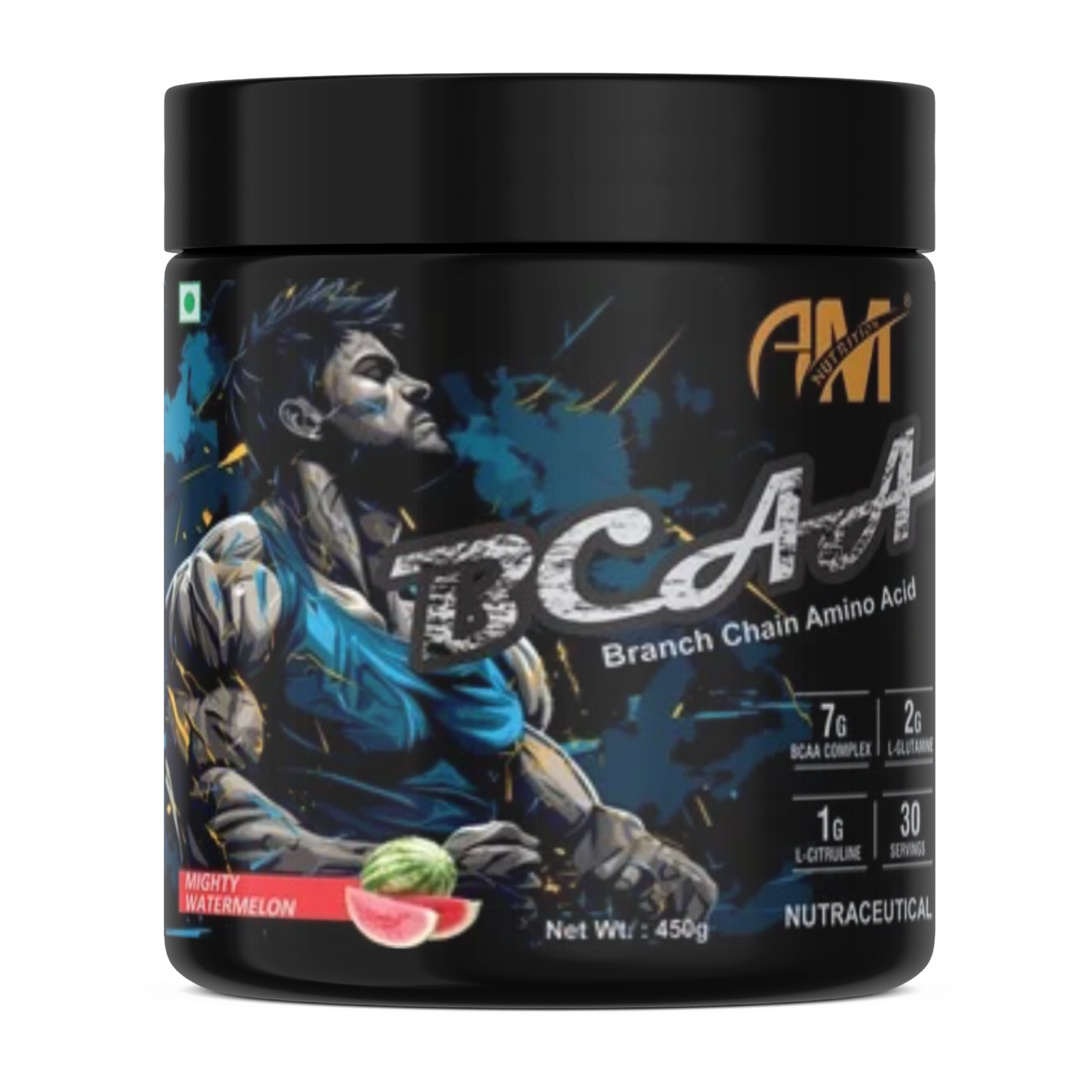 BCAA Powder | 7g BCAA 2:1:1 Ratio | 2g L-Glutamine | 1g L-Citrulline | For Muscle Recovery & Endurance, Intra workout | Zero Sugar | 30 Servings, 450g