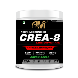 CREA-8 Monohydrate Creatine Powder |100% Creatine, 3000mg per serve | Supports Athletic Performance & Power | Green Apple Flavored, 71 Servings (250gm Pack)