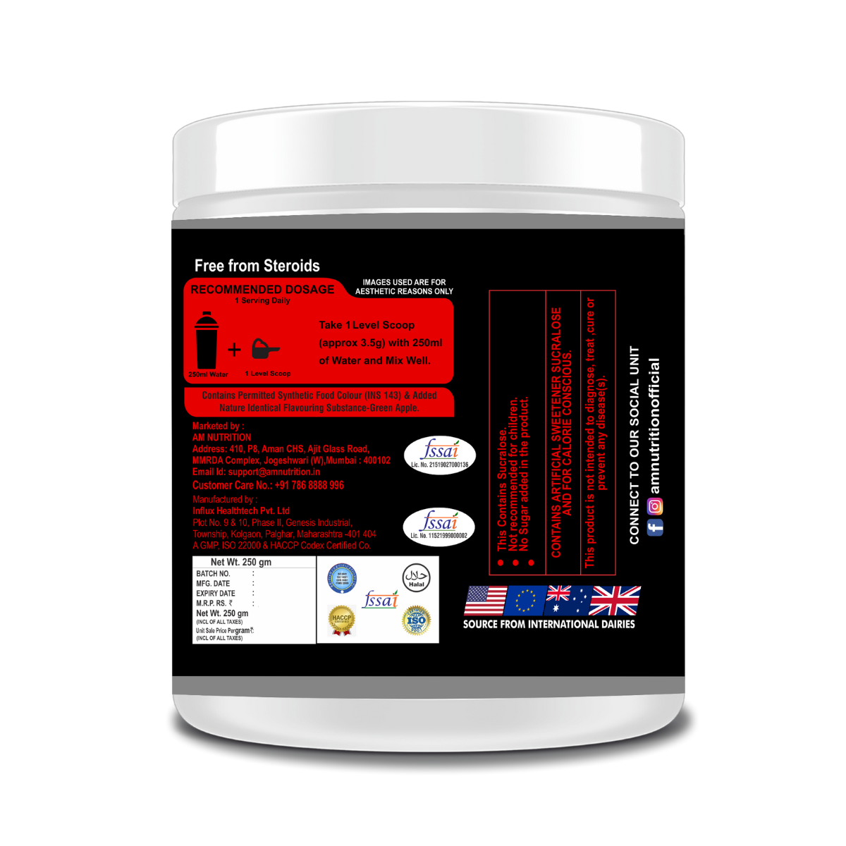 CREA-8 Monohydrate Creatine Powder |100% Creatine, 3000mg per serve | Supports Athletic Performance & Power | Green Apple Flavored, 71 Servings (250gm Pack) - Image 2