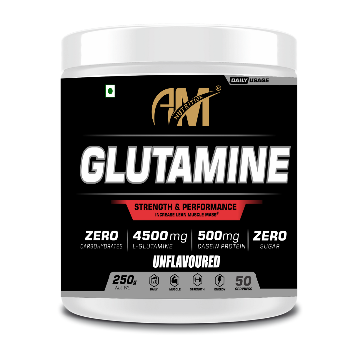 L- Glutamine 4500mg with 500mg of Casein Protein-Hydrolysate (50 Servings)