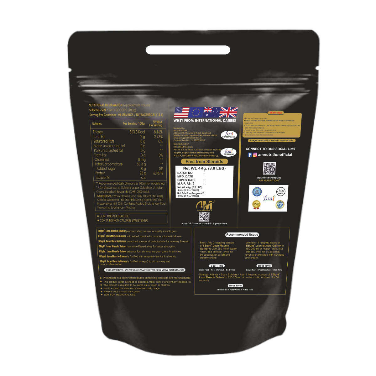 8Eight Lean Muscle Gainer | 28g Protein, 363kcal, 58g Carbs | Lean Muscle Growth | Increased Endurance | Speedy Recovery - Image 4