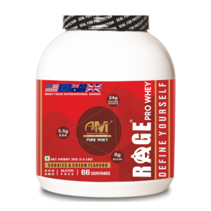 Rage Pro Whey (2kg) | 24g Protein | 5.5g EAA+BCAA | 2g Glutamine | 0g Sugar | Muscle Growth | Muscle Recovery (66 Servings)