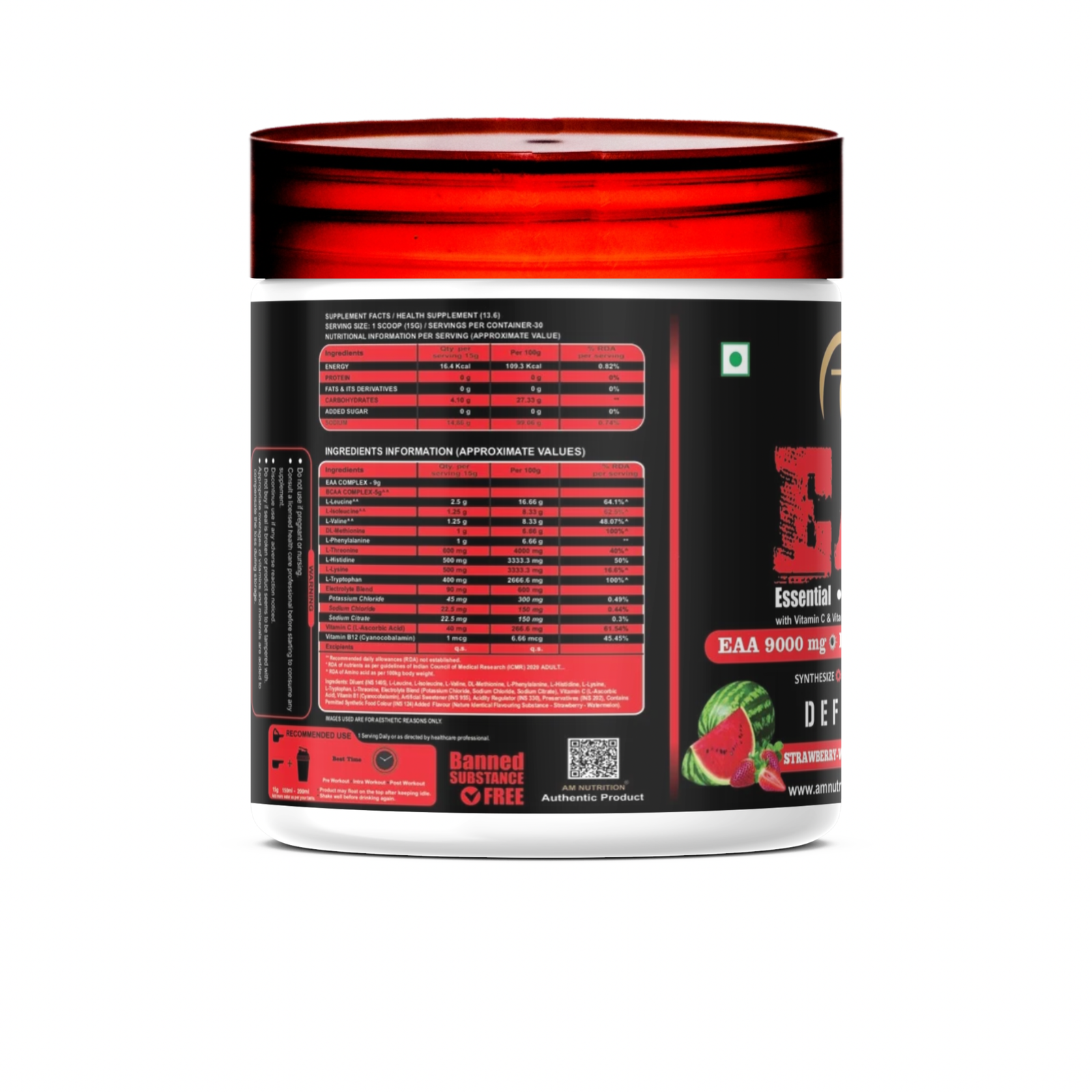 Essential Amino Acid | EAA 9000mg & BCAA 5000mg | 0g Sugar | Pre-Intra-Post Workout Supplement (Pack of 450g) - Image 3