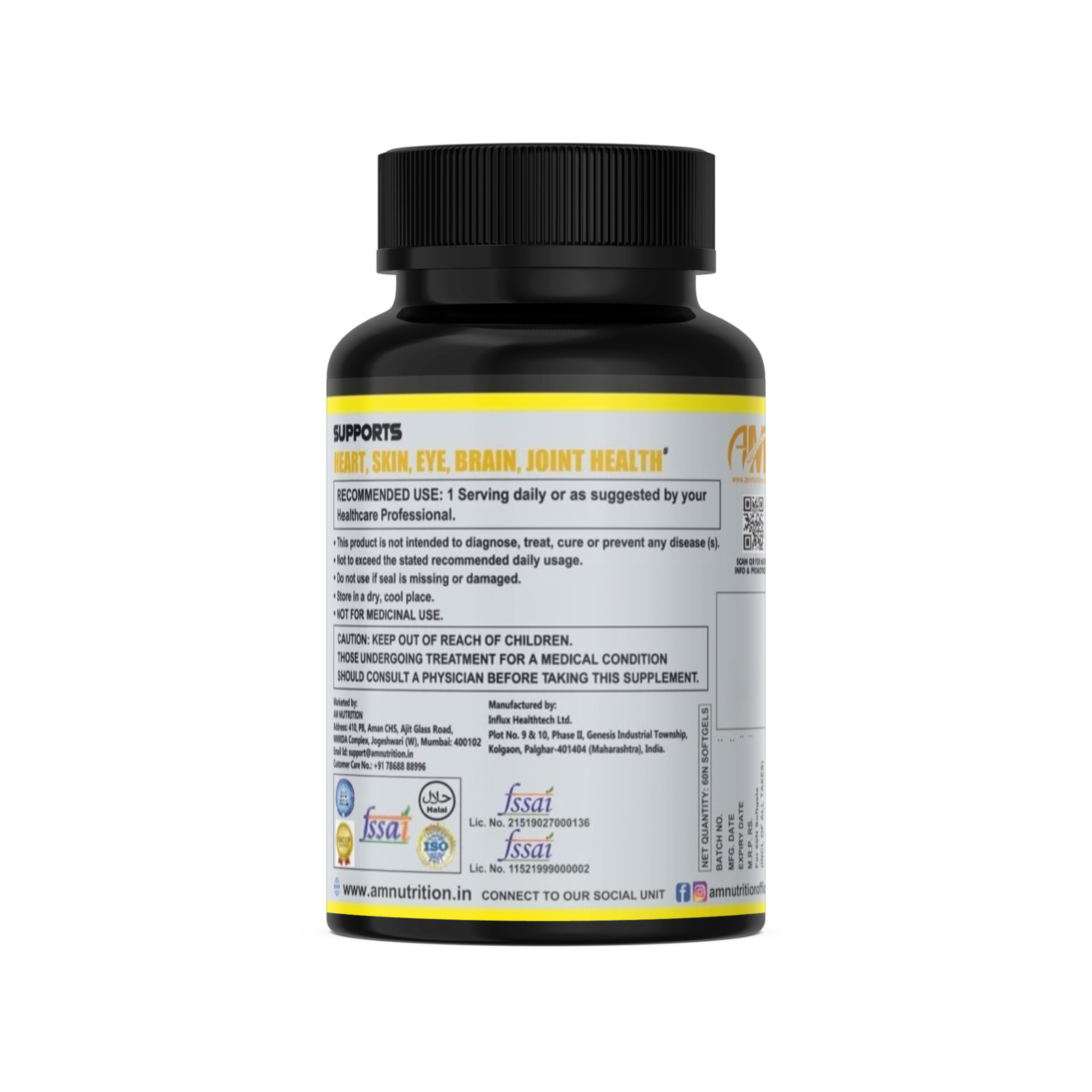Omega 3 Fish Oil, Triple Strength Fish Oil, No Fishy Burps, EPA 600mg, DHA 400mg Supplement (60 Softgel Capsules) - Image 3