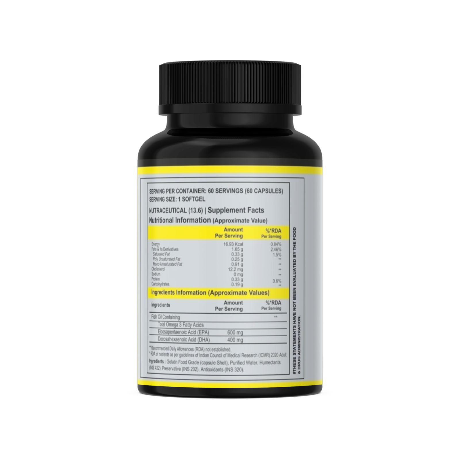 Omega 3 Fish Oil, Triple Strength Fish Oil, No Fishy Burps, EPA 600mg, DHA 400mg Supplement (60 Softgel Capsules) - Image 2