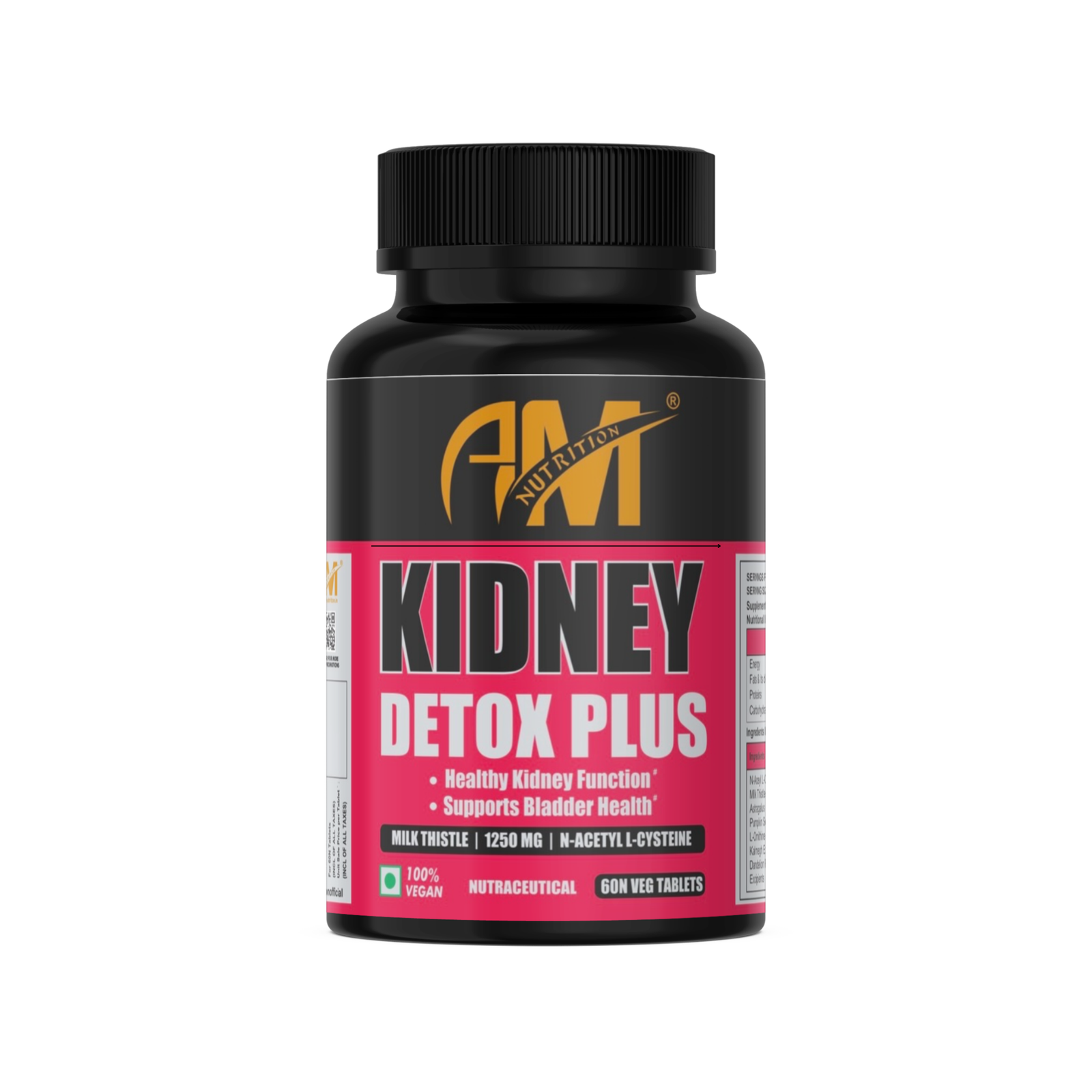 Kidney Detox Plus | N-Acetyl L-Cysteine 1000mg Milk Thistle Ext 500mg | Pumpkin Seed Extract | Support Kidneys, Bladder & Liver Health, For Men & Women (60 Tablets)