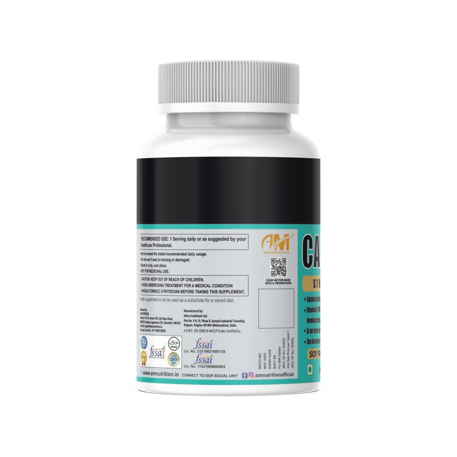 Calcium Tablets for Women and Men with Vitamin D3, Vitamin K2-MK7, Magnesium, Zinc (60 Veg Tablets) - Image 3